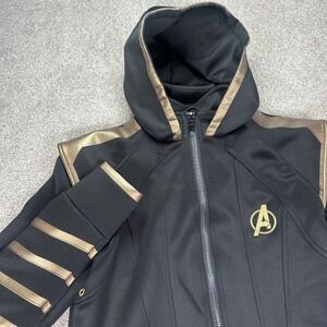 Disney Marvel Avengers Endgame Hawkeye Ronin Jacket Small Black Gold Full Zip‎